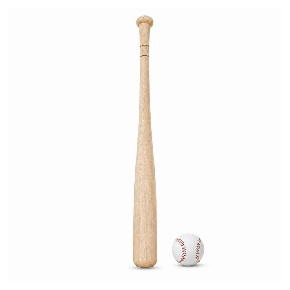 Bate de Basebaball de Madera 60CM con Pelota de Goma